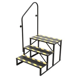 RV Steps with Handrail, RV Stairs Step Ladder, Hot Tub Steps, Porch Steps with Handrails, Swimming Pool Ladder Above Ground, Stairs Steps for Home RV Camper Porch (Type A, 3 Step-Single Handrail)