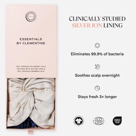 Essentials by Clementine Organic Hair Bonnet in Champagne Sunset | Silver Ion Silk Lined Bamboo Sleep Cap for Frizz-Free, Curly Hair, and Scalp Health