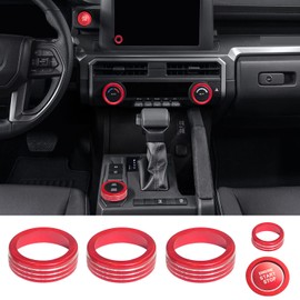 YiXunTen for Toyota Tacoma 2024 2025 8" Screen for Toyota 4Runner 2025 Accessories Interior Engine Start Switch Knob AC Cover Aluminum Alloy Red
