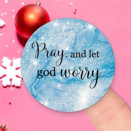 Pray and Let God Worry Round Label Stickers 100pcs Bible Verse Quotes Saying Circle Decals for Water Bottle Luggages Laptop Computer Envelopes Seals Card Boxes 3in