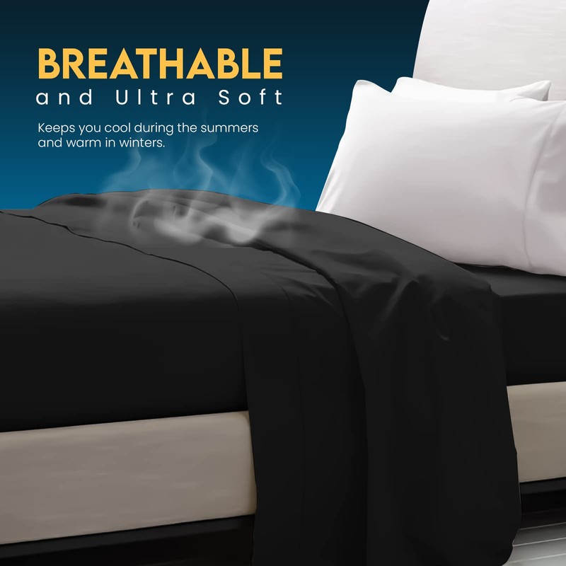 Sunshine Comforts Egyptian Cotton Flat Sheets Breathable, Anti Wrinkle, Shrink