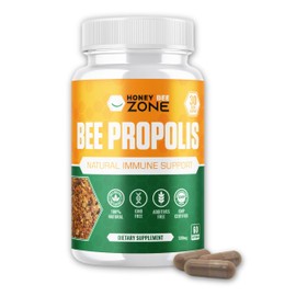HONEYBEEZONE HONEYBEEZONE Bee Propolis Capsules C 100% Natural Energy and Immune Support Supplement | Non-GMO, Gluten-Free, 60 Easy-to-Swallow Veggie Capsules