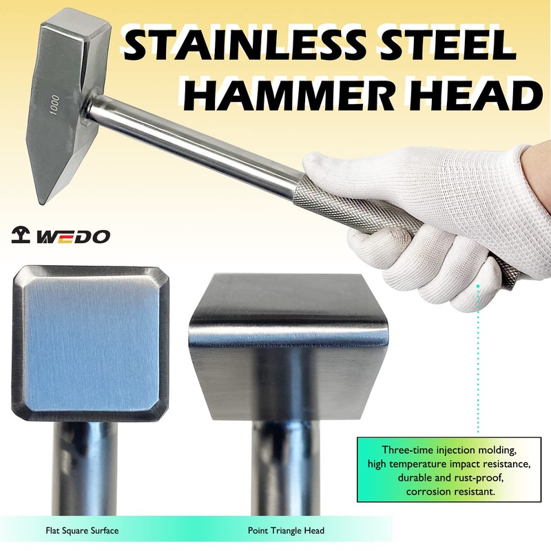 WEDO Cross Pein Hammer with Stainless Steel Handle, Engineers'Hammer, Stainless