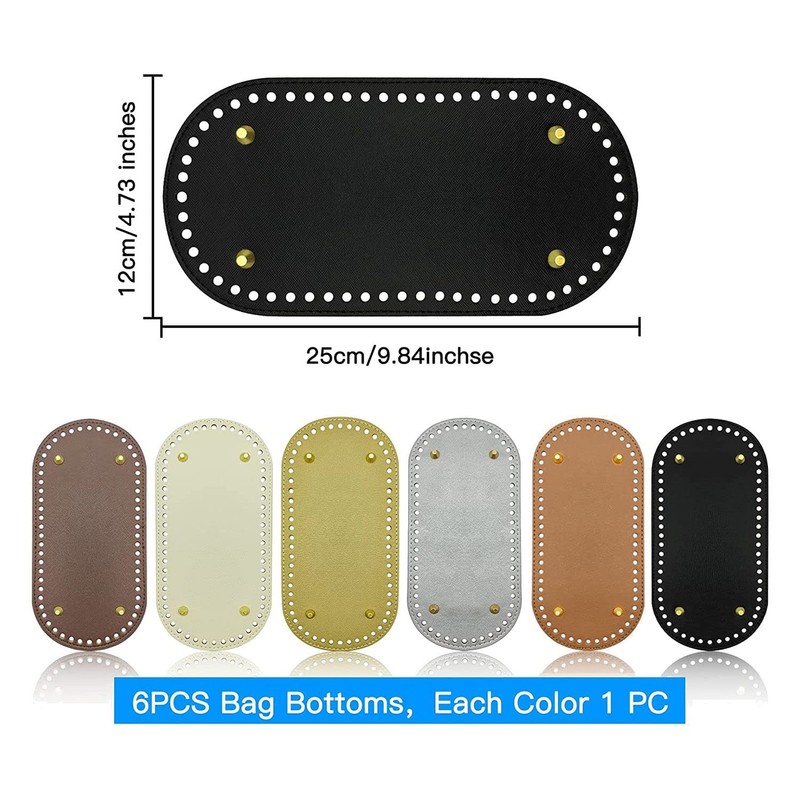 6 Pack PU Leather Bag Bottom Oval Wallet Bottom for