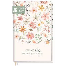 Häfft® Chäff-Timer Mini Pocket Diary 2025/2026 A6+ "Wild Blossoms" Small with 1 Week on 2 Pages, Weekly Planner, Calendar, Organiser - Sustainable and Climate Friendly