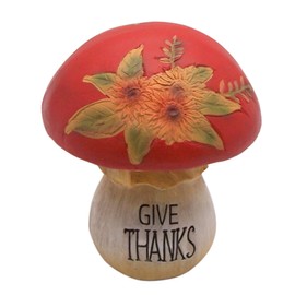 Wowser Harvest Blessings Mushroom Figurine - 5-Inch Freestanding Autumn Table Centerpiece