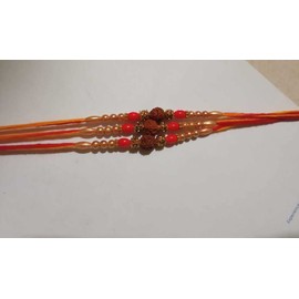 Set of 2 Rudraksha Rakhi Thread. Raksha bandhan Gift for Your Brother Rakhi for Brother with Three rudraksha
