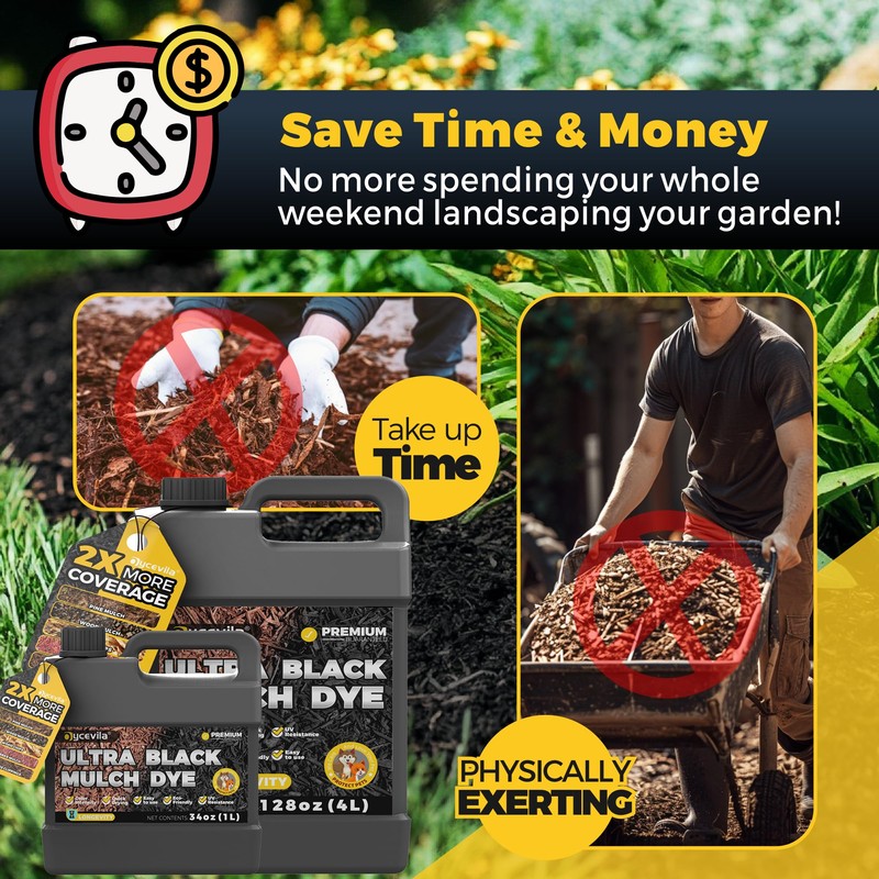 32oz Concentrated Ultra Black Mulch Dye with Gloves, Liquid Rubber