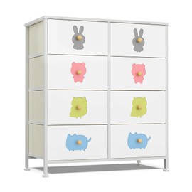 FRAPOW Kids Dresser for Bedroom, Baby Dresser with 6 Fabric Drawers Tall Storage Organizer for Toddler Child with Wood Top Metal Frame for Living Room, Nursery, Closet, Apartment