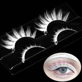 Halloween Blanco Pestañas Falsas Herramientas de Extensión Japonés Nime Cosplay Maquillaje Natural Buscando Mascarada Fiesta Pestañas de Ojos 15mm Look Cosplay A