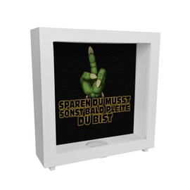 Sparen du musst sonst Bald pleite du bist frame money box made of wood with sci-fi motif funny money box with allusion to well-known science fiction franchise funny gift for