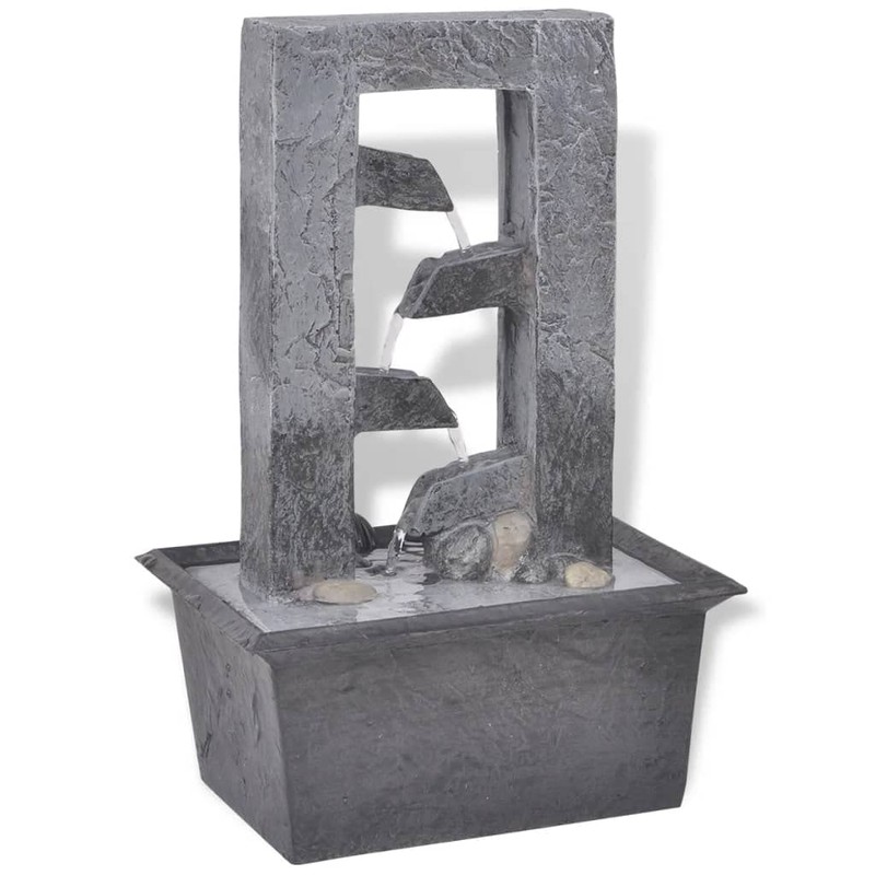 vidaXL Zimmerbrunnen mit LED Beleuchtung Polyresin Dekobrunnen Springbrunnen