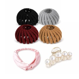 Hair Styling Set Women - Bun Maker - Faux Silk Headband - Pearl Clips