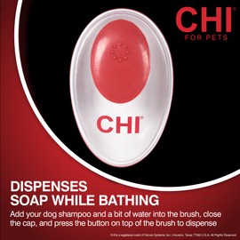CHI for Dogs Soap Dispensing Palm Brush - Handheld Dog Grooming Tool with Built-in Soap Dispenser - Easy-to-Use Dog Brush for Bathing and Massaging Coats - Gentle on Skin