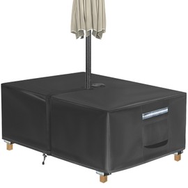 Rectangle Patio Table Cover with Umbrella Hole - 88"L x 57"W x 23"H (COVER SIZE，NOT TABLE SIZE) Heavy Duty Waterproof 600D Oxford Fabric Outdoor Lawn Patio Furniture Covers