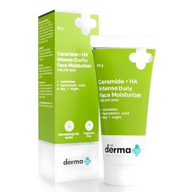 The Derma Co Ceramide + HA Daily Face Moisturizer | Long-Lasting Hydration & Moisture support | Fragrance-Free, Lightweight Face Cream | 1.76 Oz/50g