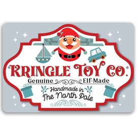 Kringle Toy Company - Classic Christmas Decor and Santa Claus Home Wall Art Display, Toy Store and Farmhouse Family Living Room Print and Holiday Gift Idea, 8x12 Indoor/Outdoor Durable Metal Sign