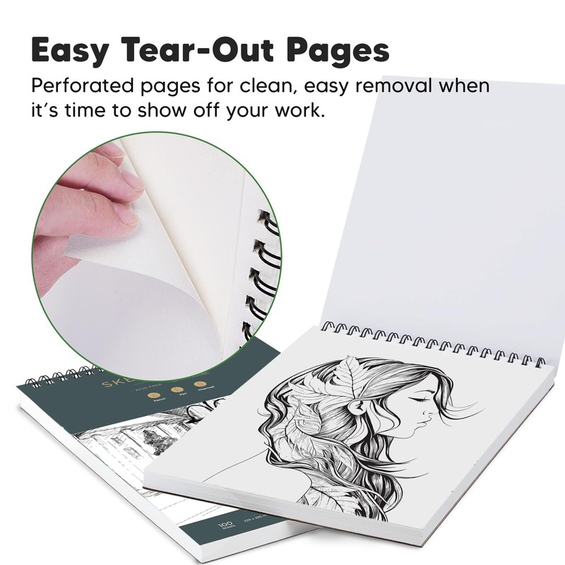 100gsm A4 Sketchbook for Artists - Spiral Bound Drawing Pad
