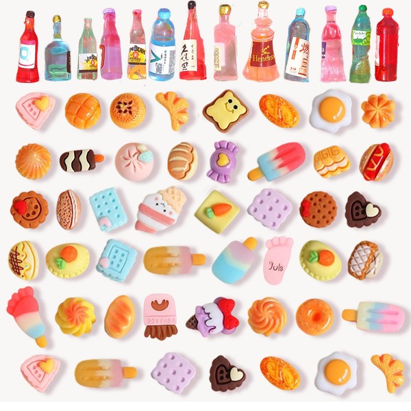 Mini Food, 100Pcs Miniature Food and Drink Set, Includes 80