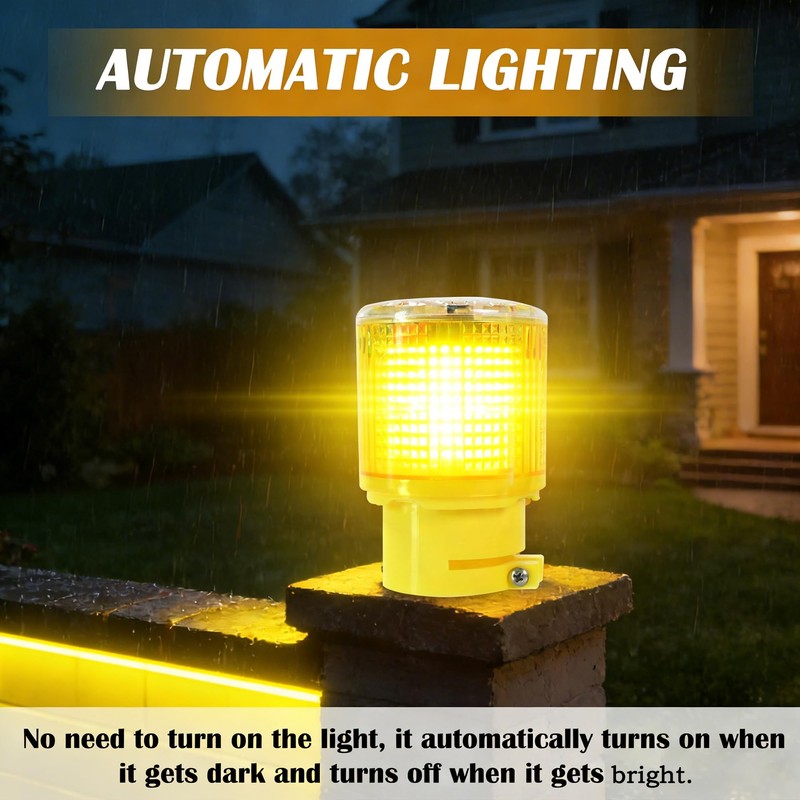 QXMH Solar Strobe Warning Light - Bright 360 Degree Solar