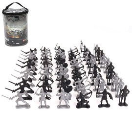 ISAKEN 52 Piece Soldier Toy Figures Set, Military Toy Warriors Horses Soldiers Military Figure Set, Miniature Toy Soldiers Military Play Set