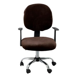 ACOFRR Velvet Stretch Office Protector Slipcover with Elastic Bottom Universal Fit Computer Rotating Chairs,Chair Cover Chair Seat Cover+Backrest Cover,Machine Washable(No Chair) Coffee