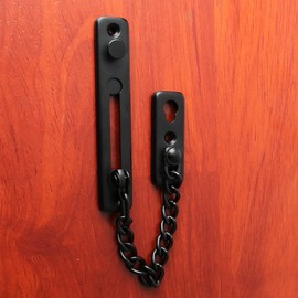 Sayayo Chain Door Guard with Spring Anti-Theft Press Lock, Stainless Steel Matte Black, EFD9000-B