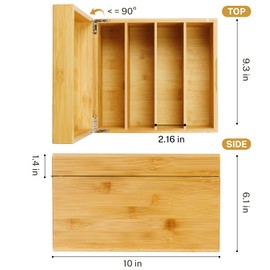 MaxGear Index Card Holder, 5 x 8 Inch Wooden Business Card Organizer for Desk with 3 Dividers, Bamboo Index Cards Box with A-Z Tabs Holds 600 Cards for Recipe Flash Storage