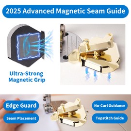 Magnetic Seam Guide– 2025 New Upgraded Arc Design Magnetic Sewing Guide for All Sewing Machine, Edge Retaining, Positioning, Anti-Curling,Pressing of Top Stitching,Sewing Machine Presser Foot