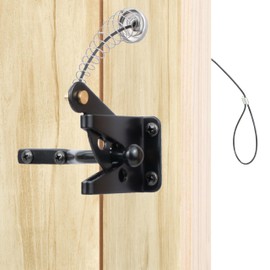 MustGood Self-Locking Gate Latch with Stainless Steel Spring Cable Pull Fit for Wood/Vinyl/Aluminum/Iron Gates