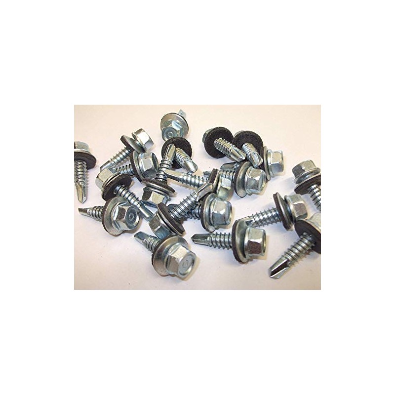 Merriway BH07049 (20 Pcs) Self Drilling Hex Steel Tek Screws