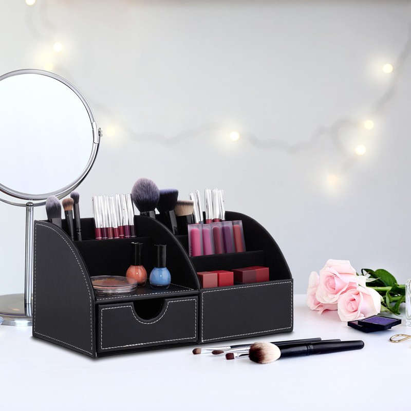 Relaxdays Desk Organiser, Office Organiser with 6 Compartments & Drawer,
