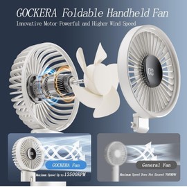 GOCKERA Portable Fan, 100 Speeds Scrolling Switch Adjustable 4200mAh Rechargeable, White