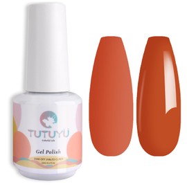 TUTUYU Orange Red Gel Nail Polish, 0.51 Fl Oz UV/LED Soak Off Deep Orange Gel Polish for Manicure Salon or DIY Nail Art at Home - GP0054