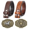 SANSTHS Western Belts for Men Women 2 Pack, Cowgirl Cowboy
