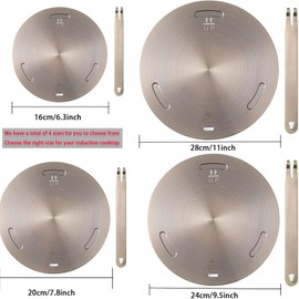 ZJYICANUS 6.4 Inch Induction Converter Heat Sink Ring Plate, Stainless Steel Heat Sink Induction Plate with Stainless Steel Handle Converter