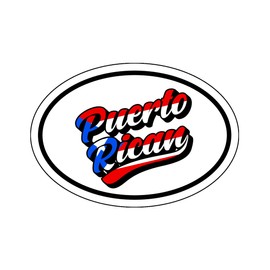 Oval Puerto Rican Vinyl Decal - Flag Bumper Sticker - Proud Puerto Rico Sticker