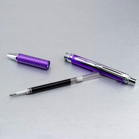 Pentel Energel Metallic Liquid Gel Pen 0.7mm Medium Nib Violet Barrel Black Ink In a Premium Case (BL407V-PBOX)