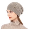 QUEENFUR Knit Slouchy Beanie Hats for Women Cashmere Ski Cap