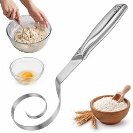 Stainless Steel Danish Dough Whisk 10 Inch, Sturdy One Piece Construction