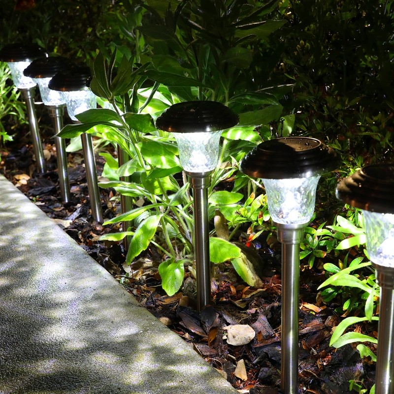 Morvat LED Solar Powered Outdoor Landscape Path Lights with Stainless