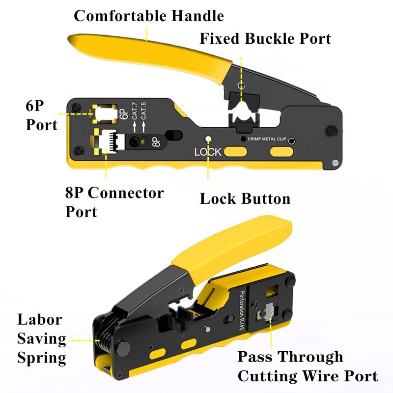 Gaobige rj45 Crimp Tool Kit, Pass Through Cat7 Cat6A Cat6
