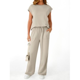 AUTOMET Womens 2 Two Piece Lounge Sets 2025 Summer Travel Outfits Vacation Clothes Pant Top Matching Clothing Trendy Airport Resort Wear Beach Fashion Sweatsuit Sweat Suit Loungewear