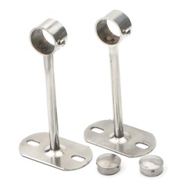 Pxyelec 1 inch Dia Shower Curtain Closet Wardrobe Rod Lever Support Holder Pipe Flange Socket Ceiling Mount Bracket Fitting Parts Supports Adjust Fixed, Stainless Steel, Pack of 2