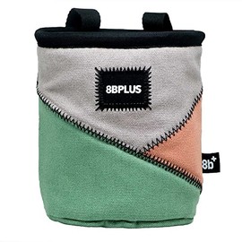 8BPLUS PROBAG - Chalk Bag for Climbing & Bouldering - Belt, Carabiner and Gift Box Included - Wide Opening - Brush Holder for Left and Right Handed Users (Washed Green)