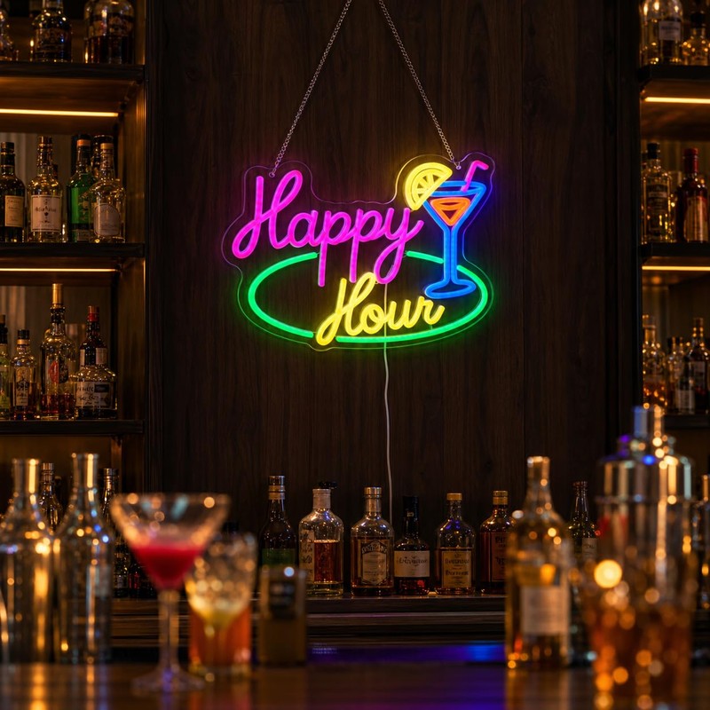 Chordwave LED Bar Sign – Happy Hour Neon Bar Sign