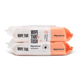 MightyGood. Wipe That Tush Flushable Wipes - 2 Packs of 50, 100 Total - Hypoallergenic & Fragrance-Free With Aloe - Septic-Safe