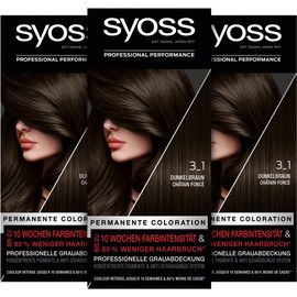 Syoss Professional Performance Permanent Colouration, High-Quality Hair Colour, 3_1 Dark Brown, Pack of 3 (3 x 115 ml)