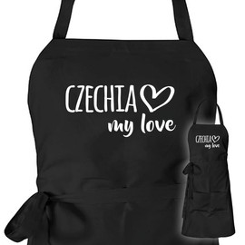 huuraa Apron Czechia My Love Unisex Apron Cooking Apron Size for All the Czech Republic Love Gift Idea for Friends and Family, black