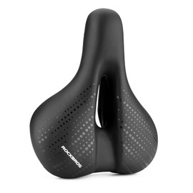 Rockbros Bicycle Saddle, Ultra Thick, Cushion, No Butt Pain, Memory Foam, Holes, Shock Absorbing, Waterproof, Breathable, Road Bike, Cross Bike, Mountain Bike, Mamachari